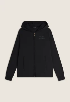 Freddy Felpa donna con zip e cappuccio con interno fantasia paisley-Donna Ginnastica|Felpe