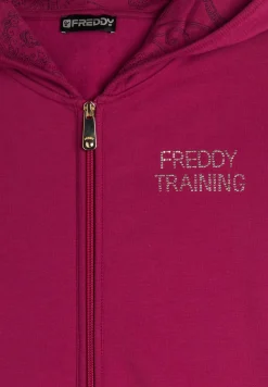 Freddy Felpa donna con zip e cappuccio con interno fantasia paisley-Donna Ginnastica|Felpe