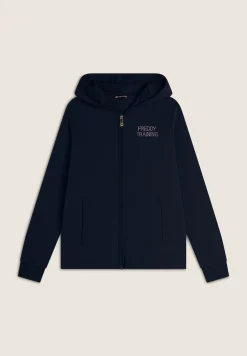 Freddy Felpa donna con zip e cappuccio con interno fantasia paisley-Donna Ginnastica|Felpe