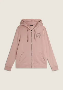 Freddy Felpa donna con zip e cappuccio bordato in velluto-Donna Ginnastica|Felpe