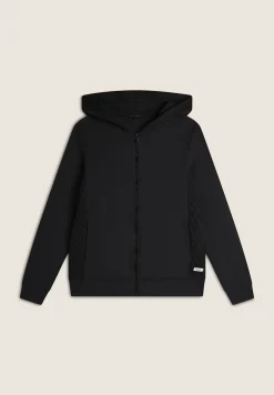Freddy Felpa donna con zip e cappuccio in modal con inserti tricot-Donna Felpe