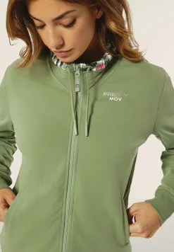 Freddy Felpa donna con zip e collo alto con dettagli maculati-Donna Fitness|Felpe