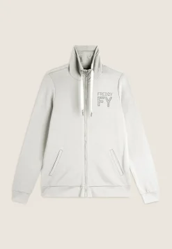 Freddy Felpa donna con zip e collo alto in felpa di viscosa-Donna Ginnastica|Felpe