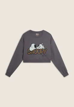 Freddy Felpa donna corta comfort fit con grande stampa Snoopy-Donna Felpe