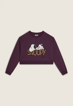Freddy Felpa donna corta comfort fit con grande stampa Snoopy-Donna Felpe