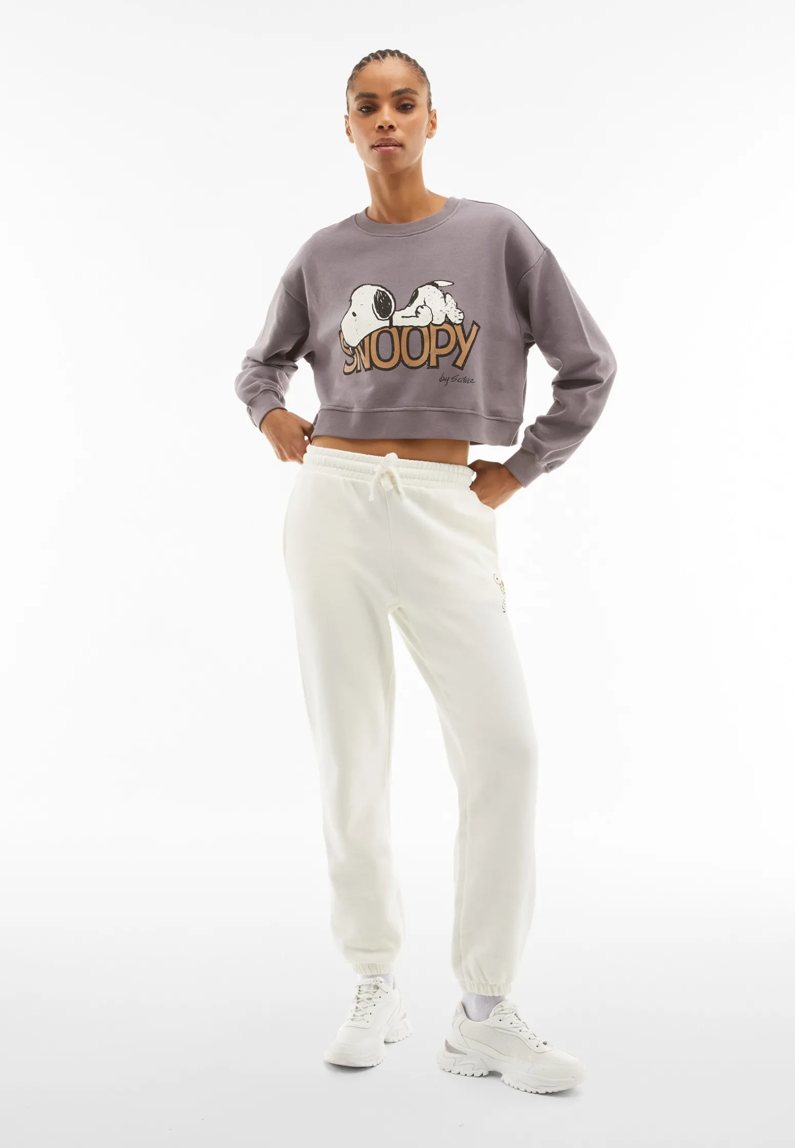 Freddy Felpa donna corta comfort fit con grande stampa Snoopy-Donna Felpe