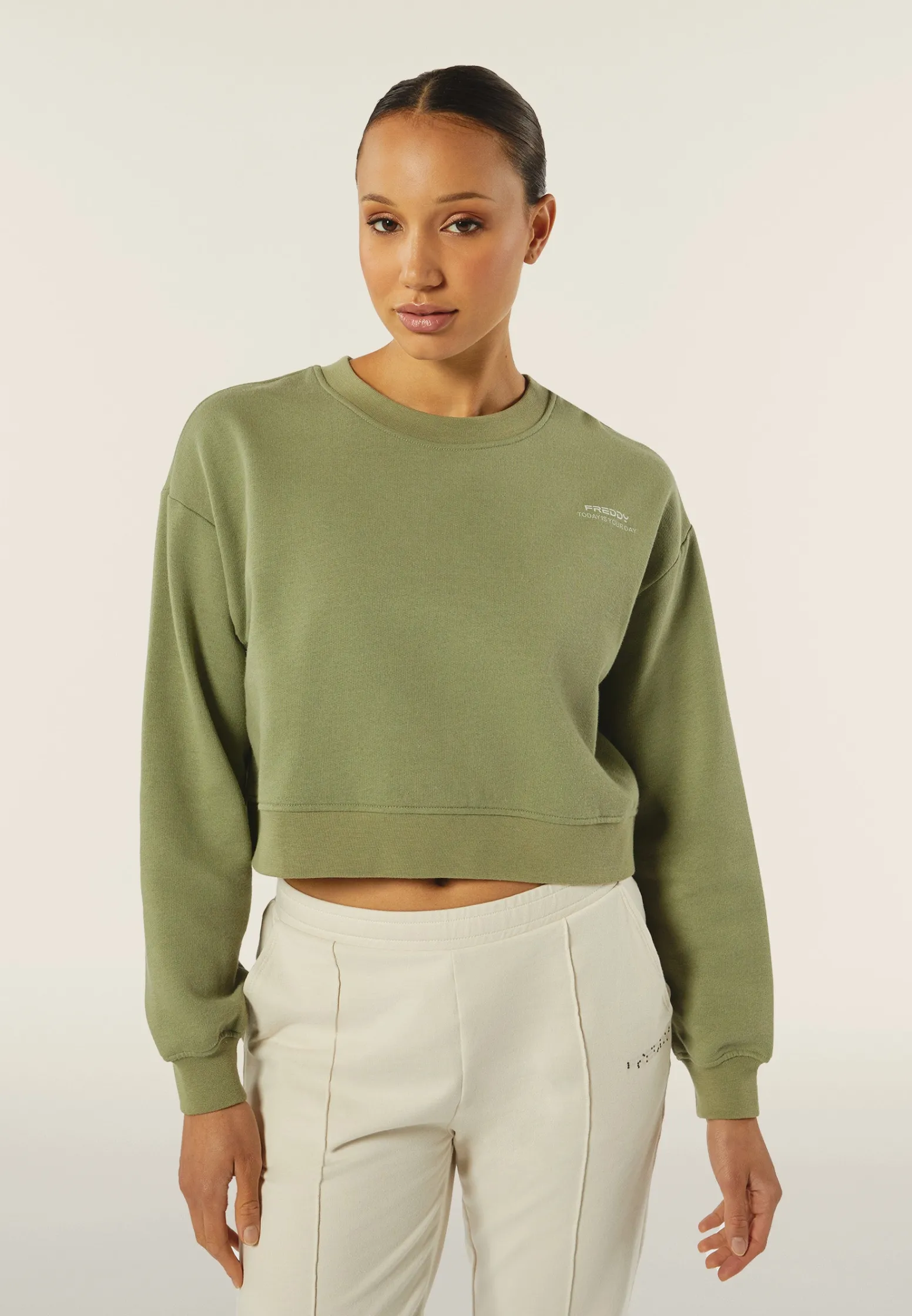 Freddy Felpa donna corta comfort fit in felpa poliestere-Donna Felpe