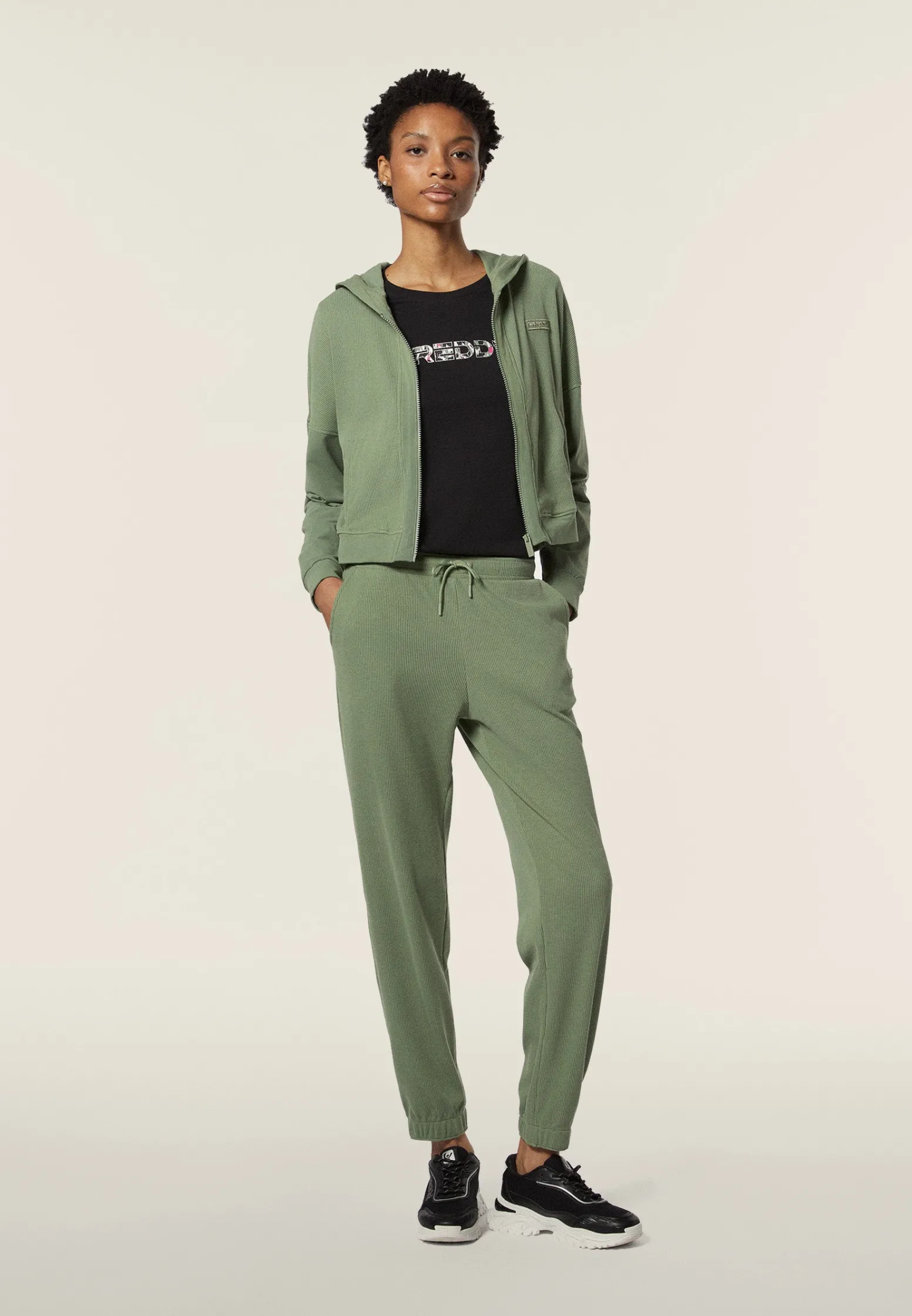 Freddy Felpa donna in jersey con cappuccio e tessuto waffle-Donna Felpe