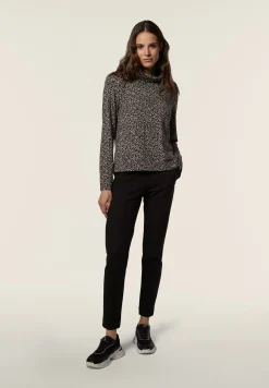Freddy Felpa donna in viscosa stampa leopardata con collo alto-Donna Felpe