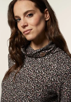 Freddy Felpa donna in viscosa stampa leopardata con collo alto-Donna Felpe