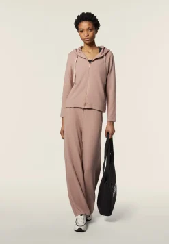 Freddy Felpa donna in viscosa tricot con zip e cappuccio animalier-Donna Felpe