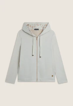 Freddy Felpa donna in viscosa tricot con zip e cappuccio animalier-Donna Felpe