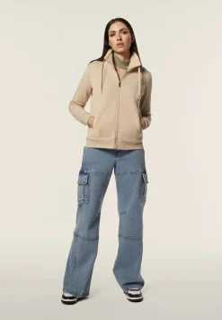 Freddy Felpa donna zip e collo alto con inserti in tessuto teddy-Donna Ginnastica|Felpe