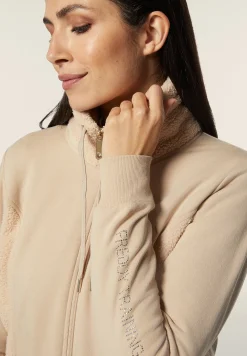 Freddy Felpa donna zip e collo alto con inserti in tessuto teddy-Donna Ginnastica|Felpe