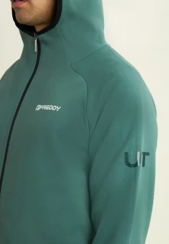 Freddy Felpa full zip con cappuccio e bordi in jacquard-Uomo Felpe