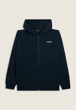 Freddy Felpa full zip con cappuccio in jersey e tasche a marsupio-Uomo Felpe