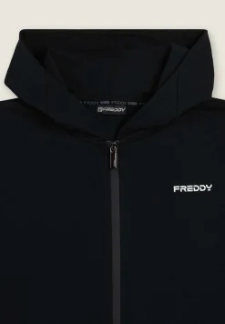 Freddy Felpa full zip con cappuccio in jersey e tasche a marsupio-Uomo Felpe