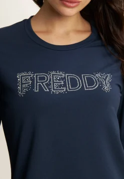 Freddy Felpa girocollo con Logo in Strass-Donna Felpe