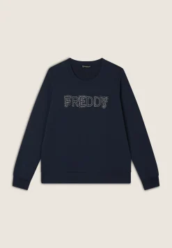 Freddy Felpa girocollo con Logo in Strass-Donna Felpe