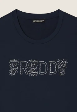 Freddy Felpa girocollo con Logo in Strass-Donna Felpe