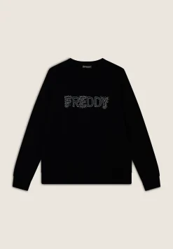Freddy Felpa girocollo con Logo in Strass-Donna Felpe