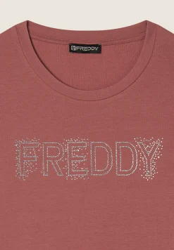 Freddy Felpa girocollo con Logo in Strass-Donna Felpe