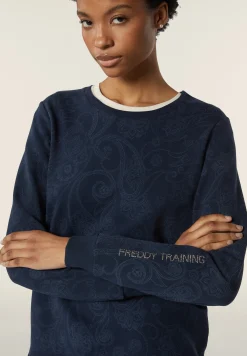 Freddy Felpa girocollo da donna fantasia paisley all-over-Donna Ginnastica|Felpe