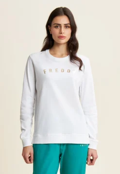 Freddy Felpa girocollo in jersey con stampe in oro chiaro-Donna Pilates|Felpe