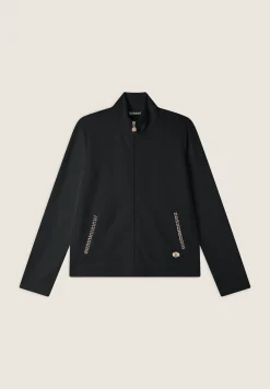 Freddy Felpa in viscosa a costine con collo alto e zip-Donna Felpe