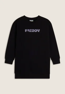 Freddy Felpa maxi Bambina con logo effetto tricot- Felpe