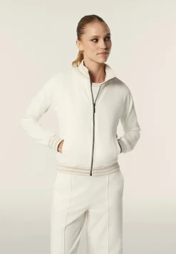Freddy Felpa slim fit con zip e collo alto in costina a strisce-Donna Felpe