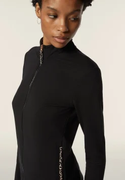 Freddy Felpa slim fit con zip e collo alto e dettagli leopardati-Donna Felpe