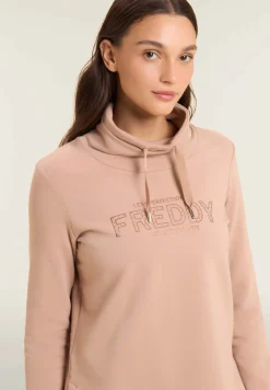 Freddy Felpa sportiva da donna con spacchi laterali e logo frontale-Donna Ginnastica|Felpe