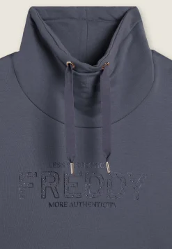 Freddy Felpa sportiva da donna con spacchi laterali e logo frontale-Donna Ginnastica|Felpe