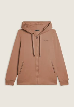 Freddy Felpa sportiva da donna cappuccio e zip con strass bicolore-Donna Ginnastica|Felpe