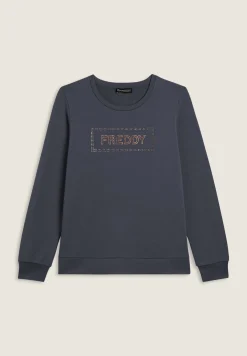 Freddy Felpa sportiva da donna con grafica frontale in strass-Donna Ginnastica|Felpe