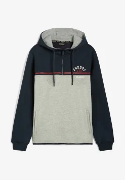 Freddy Felpa uomo bicolore con cappuccio e chiusura a mezza zip-Uomo Felpe