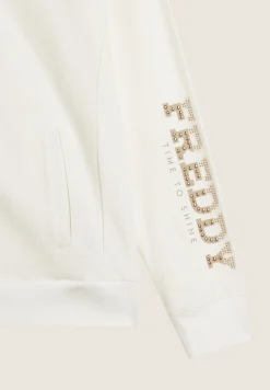 Freddy Felpa zip con collo alto e logo con perline dorate-Donna Padel|Pilates
