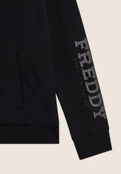 Freddy Felpa zip con collo alto e logo con perline dorate-Donna Padel|Pilates