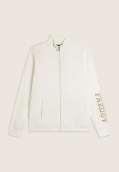 Freddy Felpa zip con collo alto e logo con perline dorate-Donna Padel|Pilates