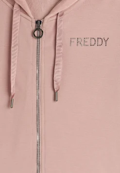 Freddy Felpa zip da donna con cappuccio e tasche in velluto-Donna Ginnastica|Felpe