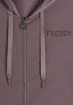 Freddy Felpa zip da donna con cappuccio e tasche in velluto-Donna Ginnastica|Felpe