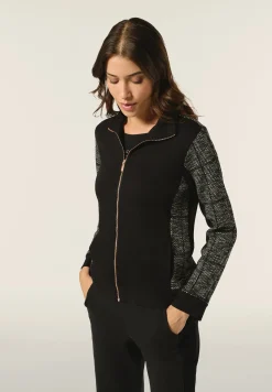 Freddy Felpa zip e collo alto con inserti in jacquard knit-Donna Felpe