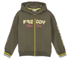 Freddy Felpa zippata con stampe college e inserti animalier- Felpe