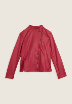 Freddy Giacca chiodo da donna in tessuto coated effetto pelle-Donna Giacche