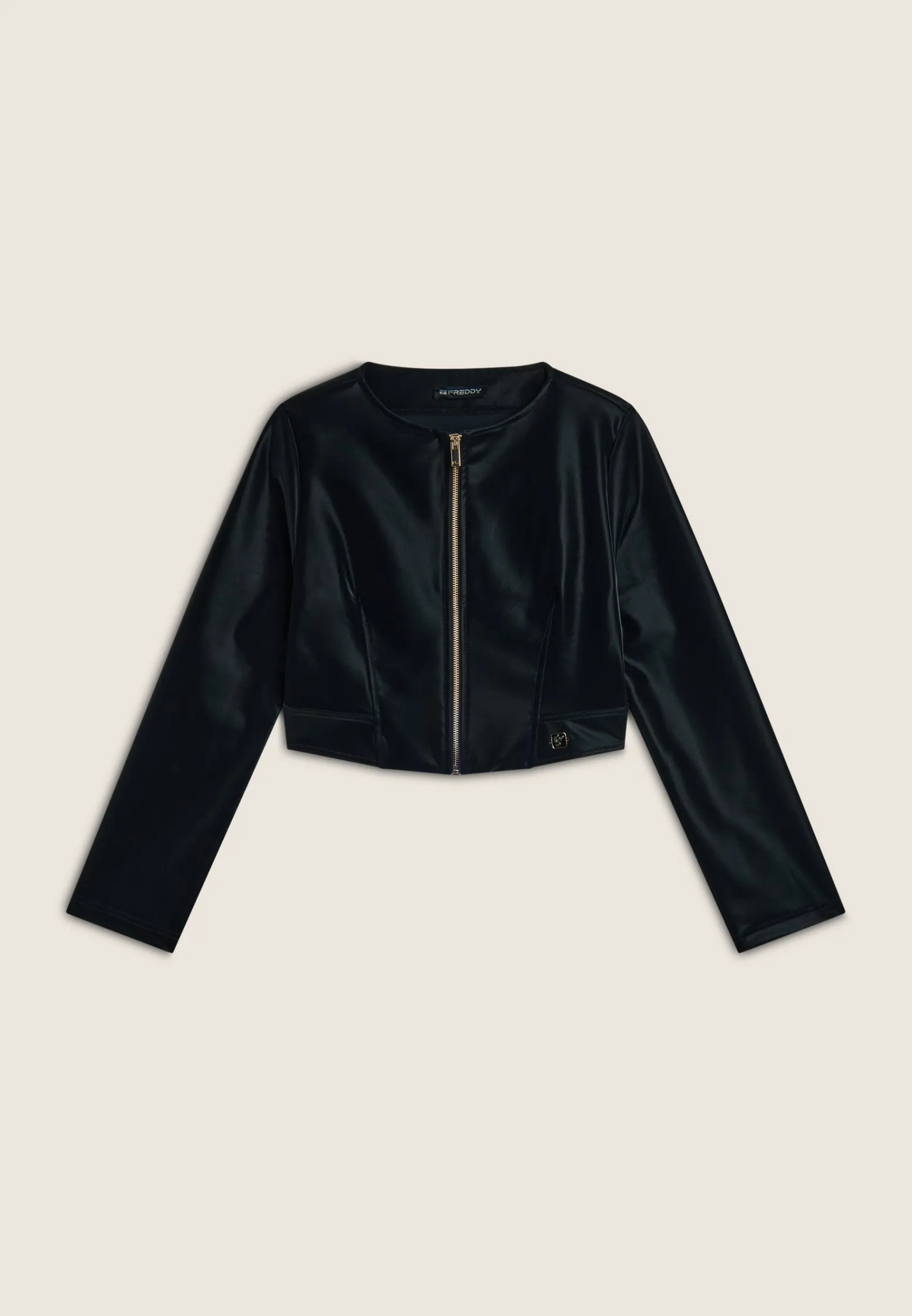 Freddy Giacca corta con zip da donna in similpelle lucida-Donna Giacche