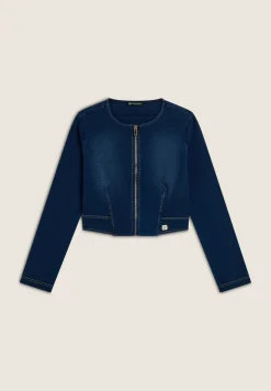 Freddy Giacca corta con zip da donna in jersey effetto denim-Donna Giacche