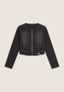 Freddy Giacca corta con zip da donna in jersey effetto denim-Donna Giacche