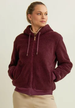 Freddy Giacca da donna in pile sherpa con cappuccio e zip-Donna Padel|Pilates