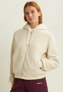 Freddy Giacca da donna in pile sherpa con cappuccio e zip-Donna Padel|Pilates